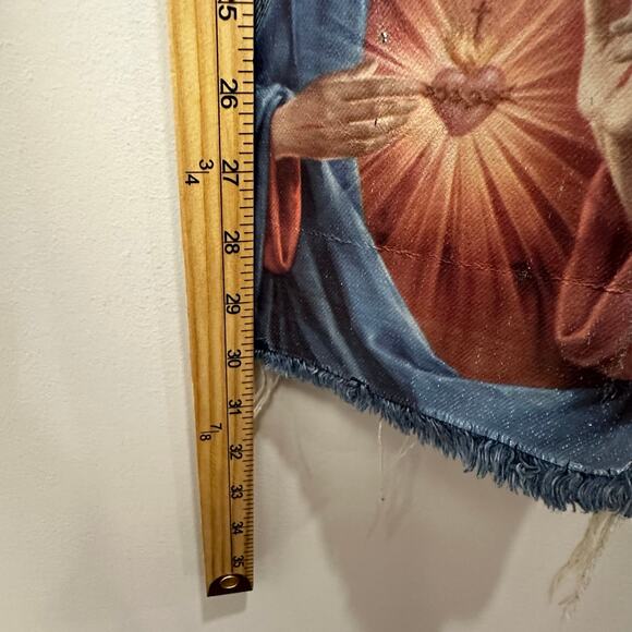 MNML Jesus & Mary Straight Leg Jeans Men’s 32 Light Wash Raw Hem Streetwear - Picture 10 of 12